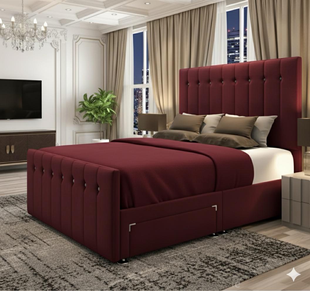 Centre Point Line Upholstered Bed side view - Eagle Bed UK