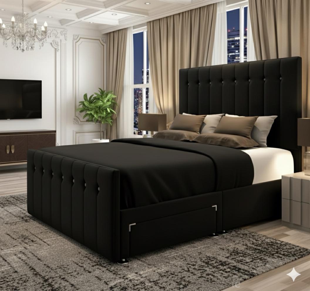 Centre Point Line Bed headboard geometric detail - Eagle Bed UK