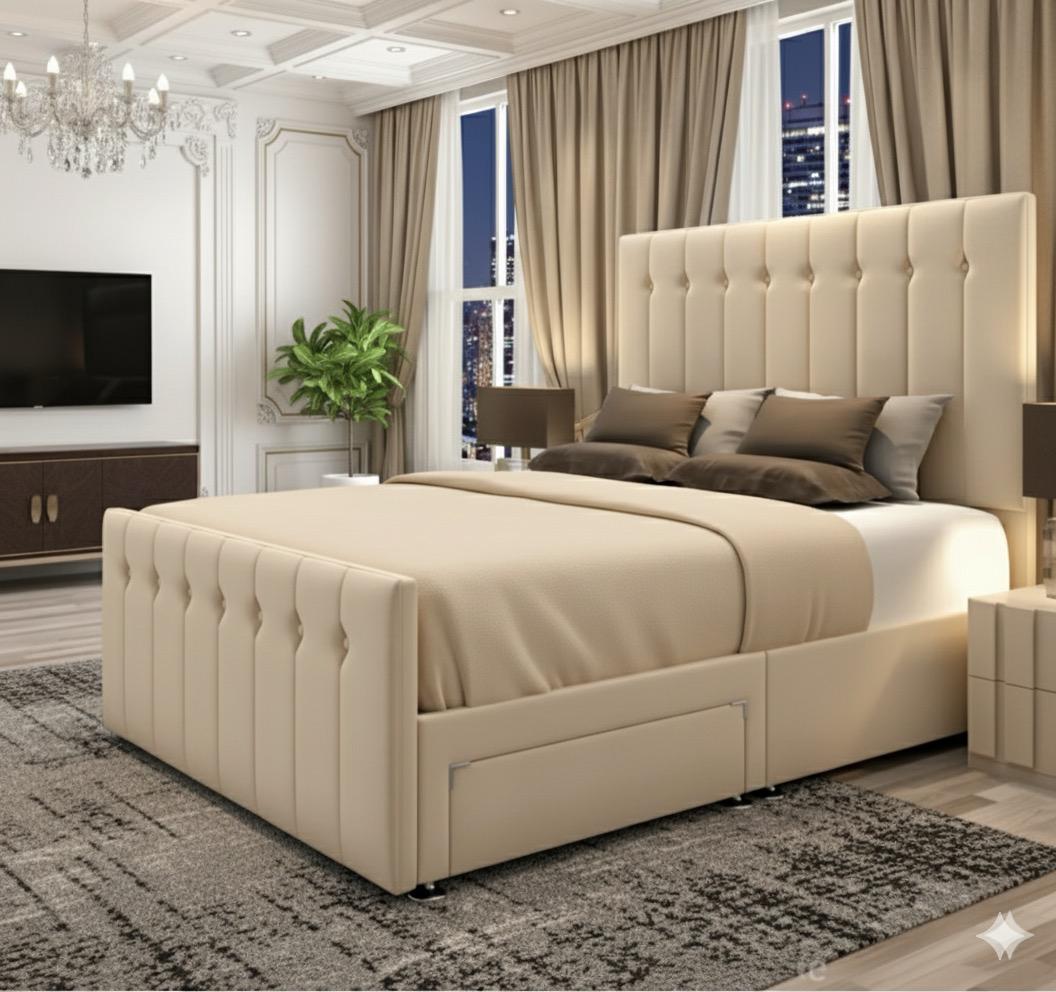 Centre Point Line Upholstered Velvet Bed UK - Eagle Bed