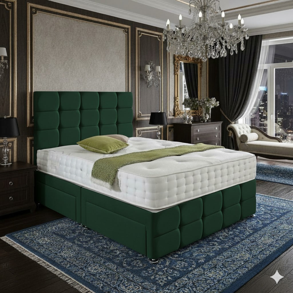 Square Panel Upholstered Bed side view UK - Eagle Bed