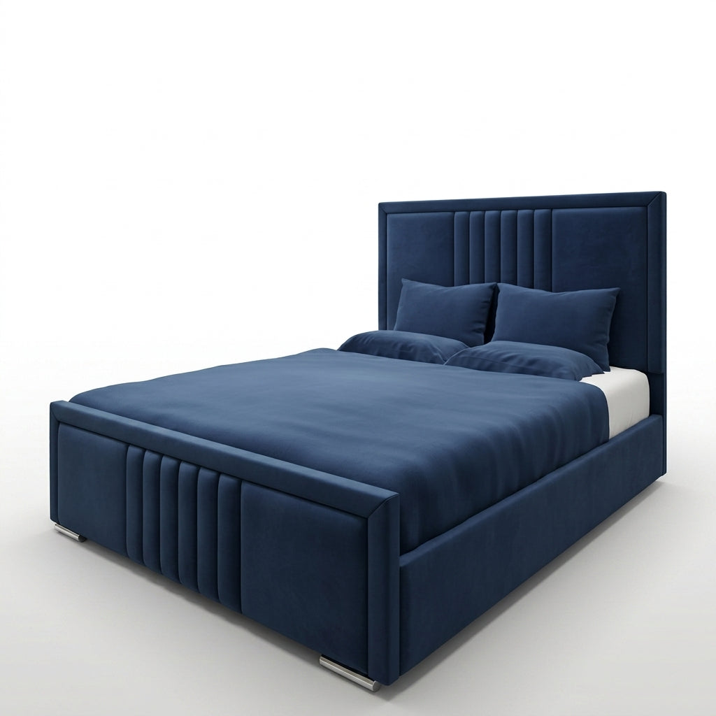 Multi Small Lines Bed handmade upholstered bed frame, front view