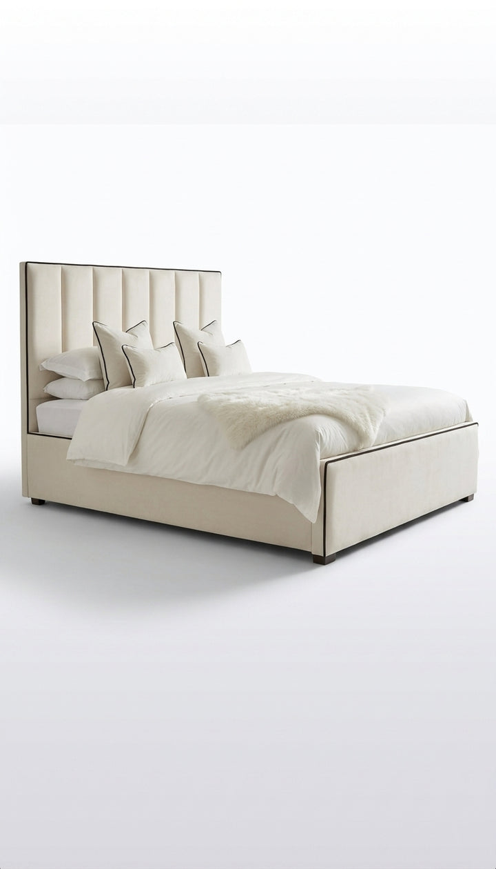 Black Piping Contrast Bed – Upholstered Bed Frame