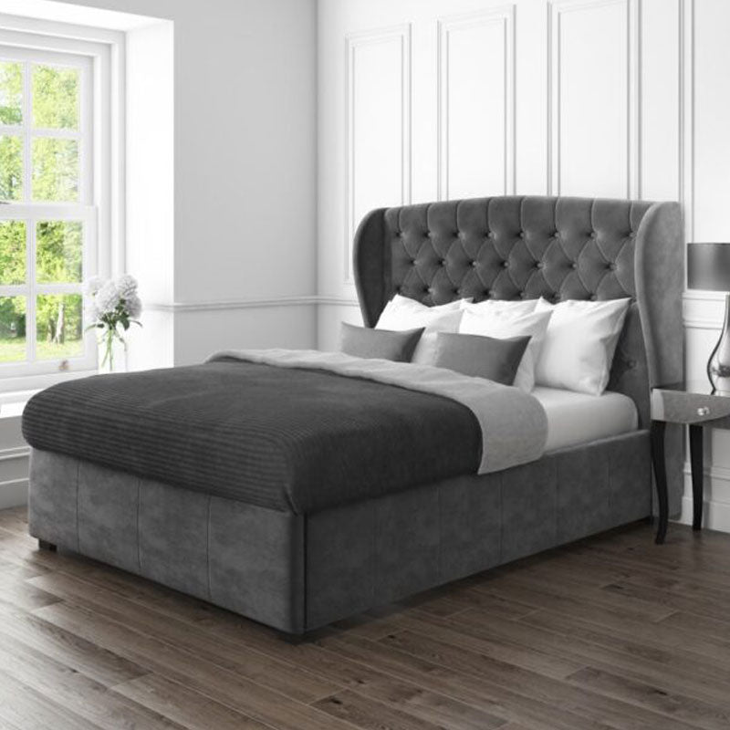 Roxy Curved Wing Velvet Bed room view UK - Eagle Bed