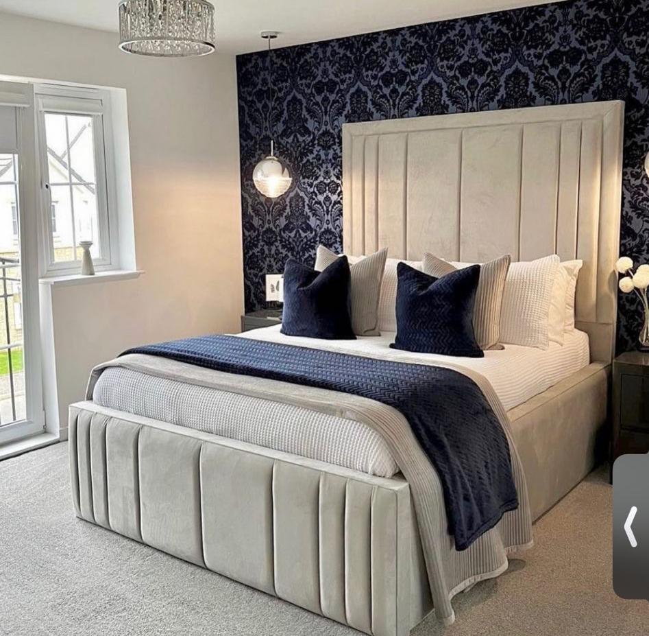 Vegas Luxury Upholstered Bed side view handmade UK - Eagle Bed
