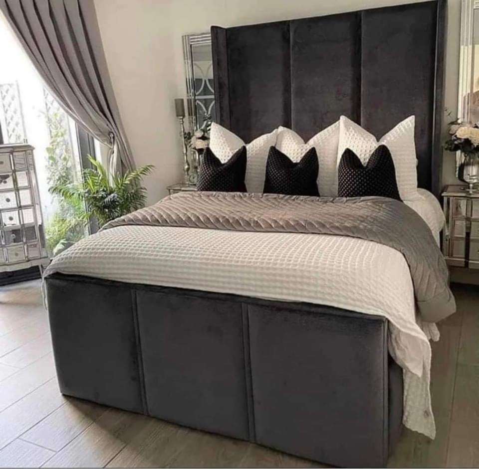 Mayfair Wingback 2 Line Bed two-line wing headboard UK - Eagle Bed