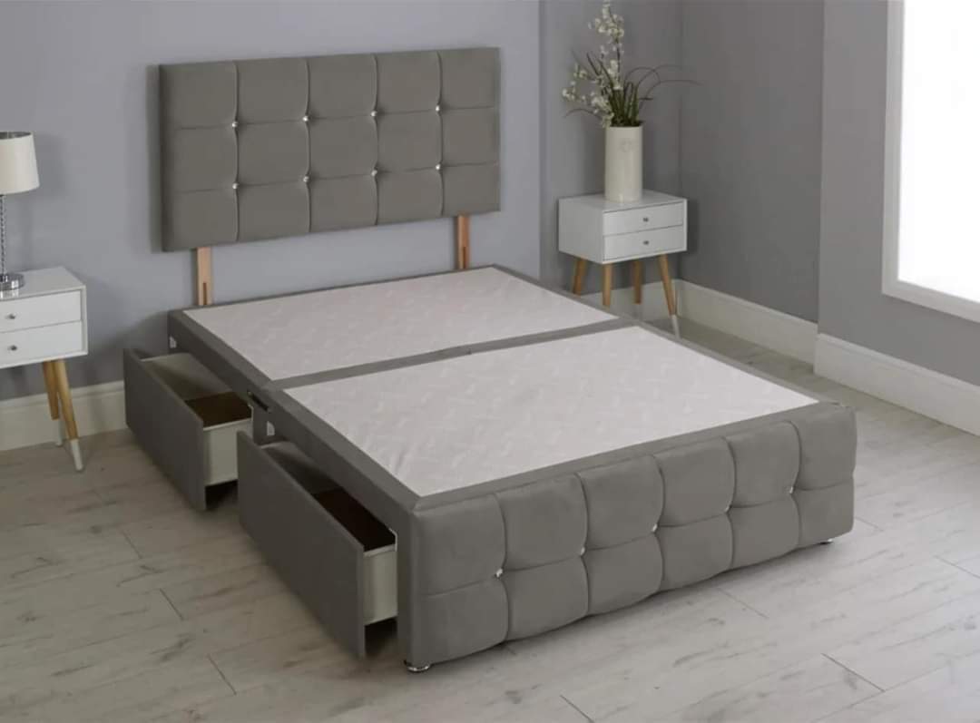 Divan Upholstered Bed with Footboard | Velvet Divan Set | 3ft to 6ft | UK Made