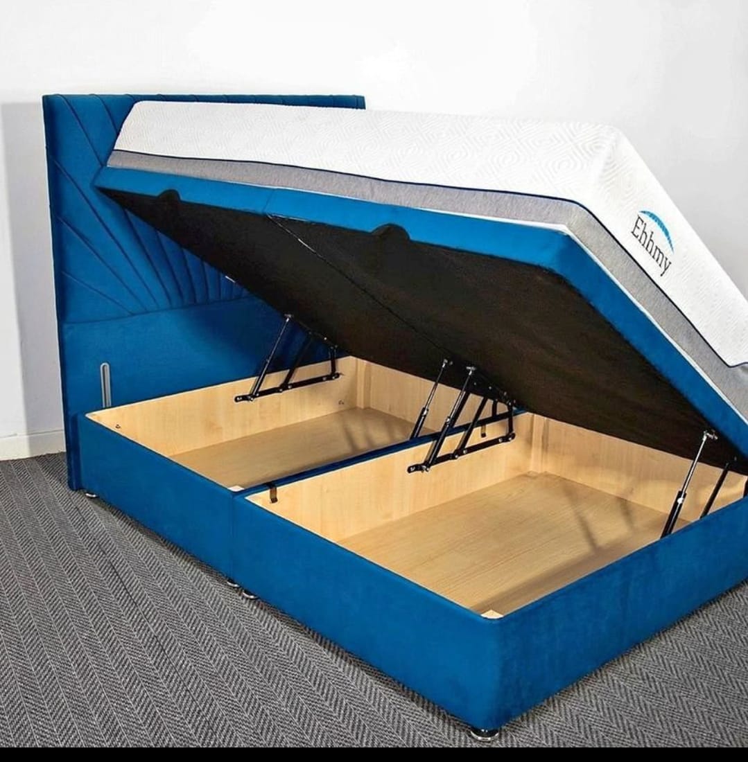 Side Lift Open Ottoman Bed side view UK - Eagle Bed