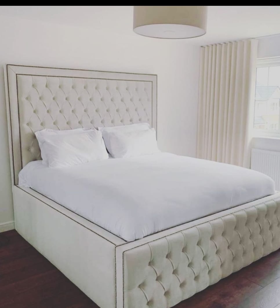 Verona Luxury Upholstered Velvet Bed full view UK - Eagle Bed