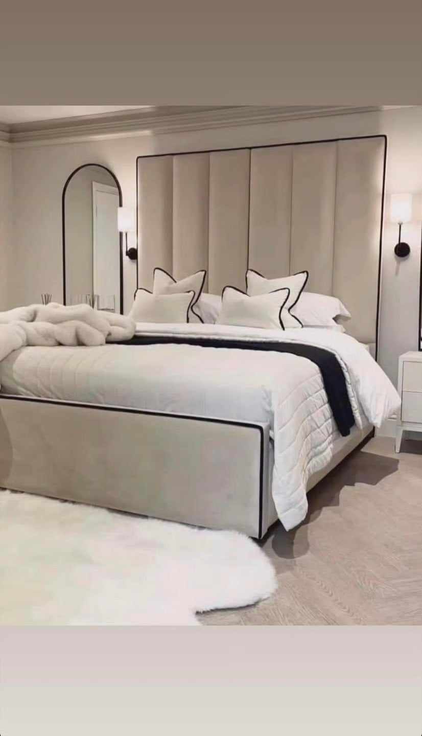 Black Piping Upholstered Bed room view UK - Eagle Bed