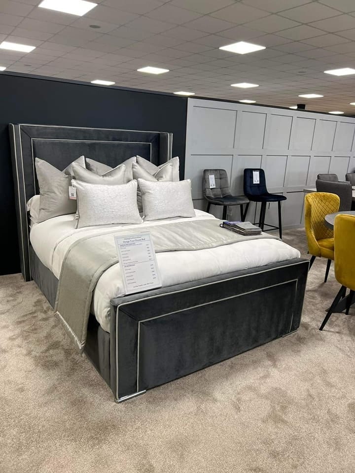 Wingback Piping Upholstered Bed side view UK - Eagle Bed