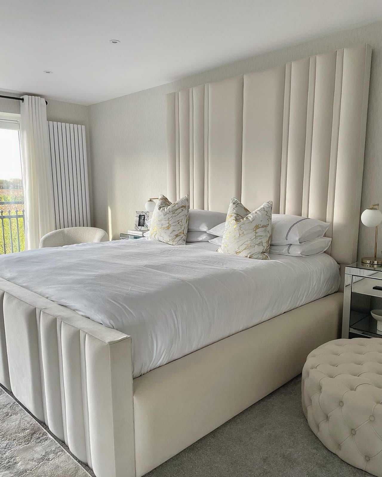 Tower Upholstered Bed side view handmade UK - Eagle Bed