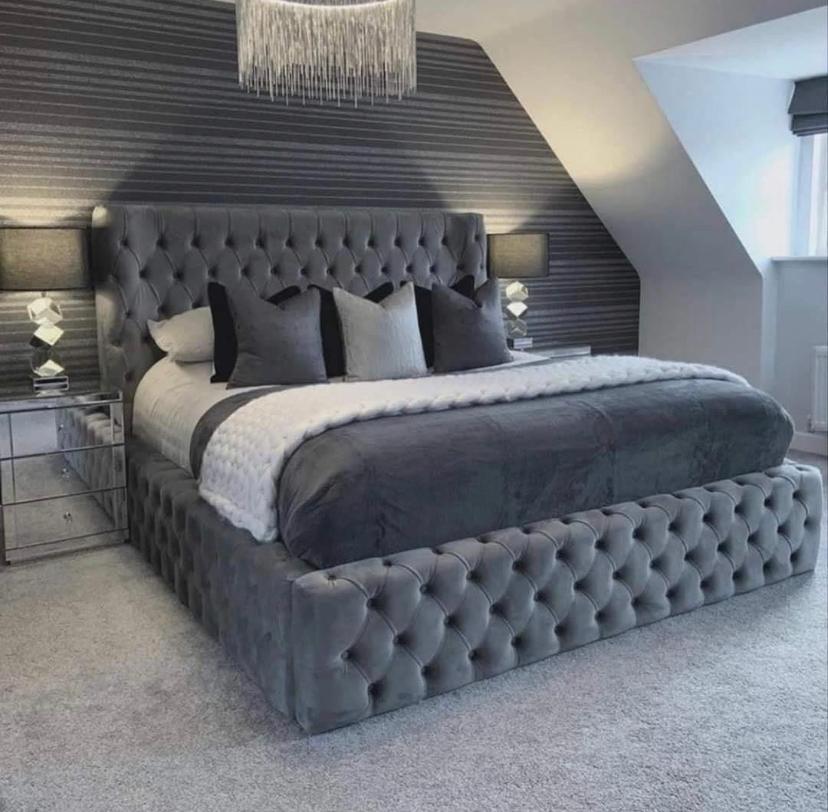 Rio Ambassador Velvet Bed room view - Eagle Bed UK handmade