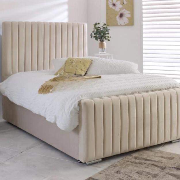 Luxury Mini Line Velvet Bed room setting handmade UK - Eagle Bed