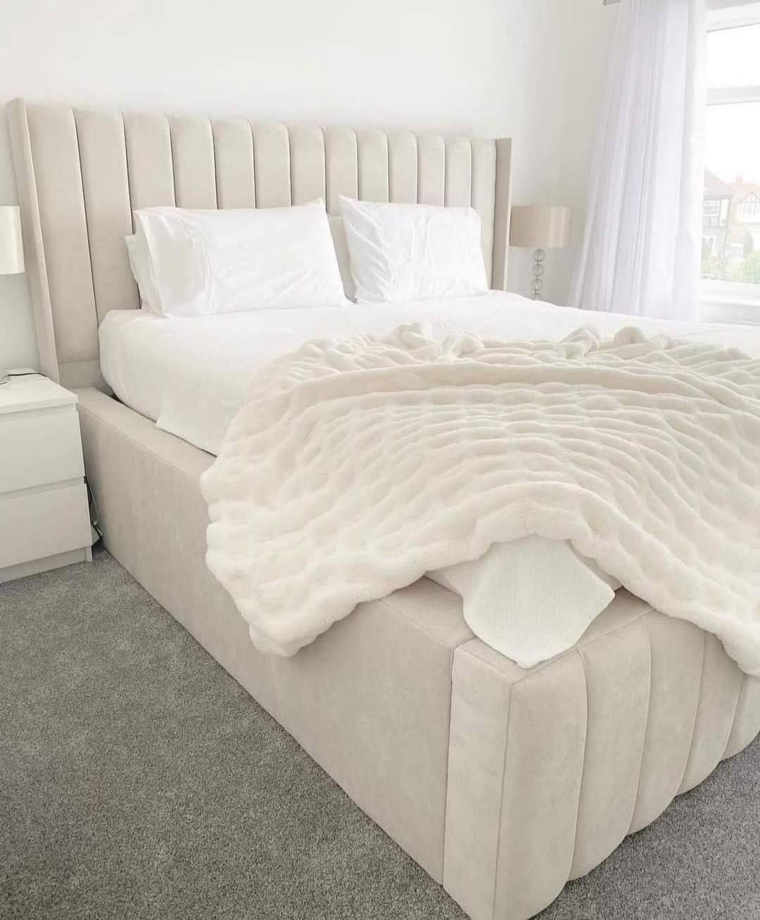 Luxury Wingback Bed headboard padded wings detail - Eagle Bed UK