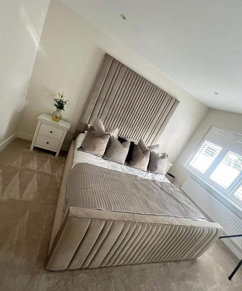Mini Line Luxury Velvet Bed full view UK - Eagle Bed
