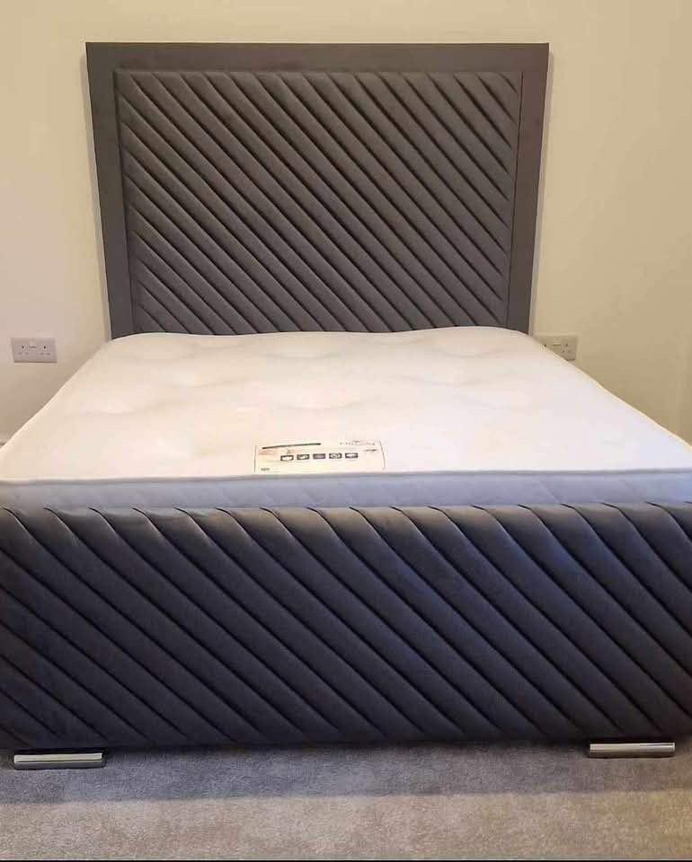Deep Line Upholstered Bed side view handmade UK - Eagle Bed