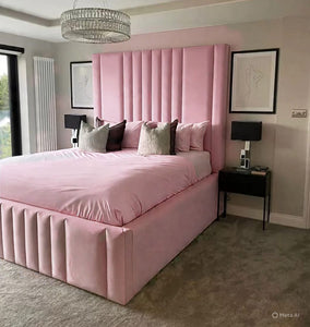 Level Lines Bed | Modern Plush Velvet Bed with 54” Headboard