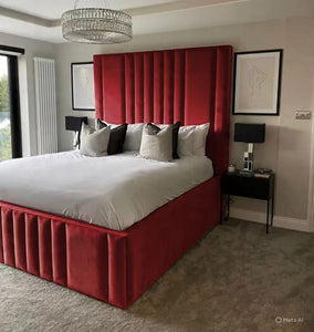 Level Lines Bed | Modern Plush Velvet Bed with 54” Headboard