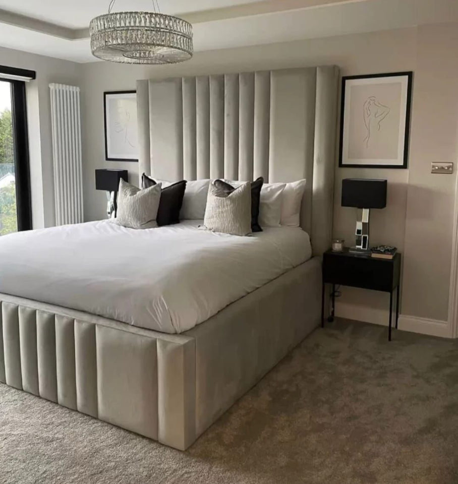 Level Lines Bed | Modern Plush Velvet Bed with 54” Headboard