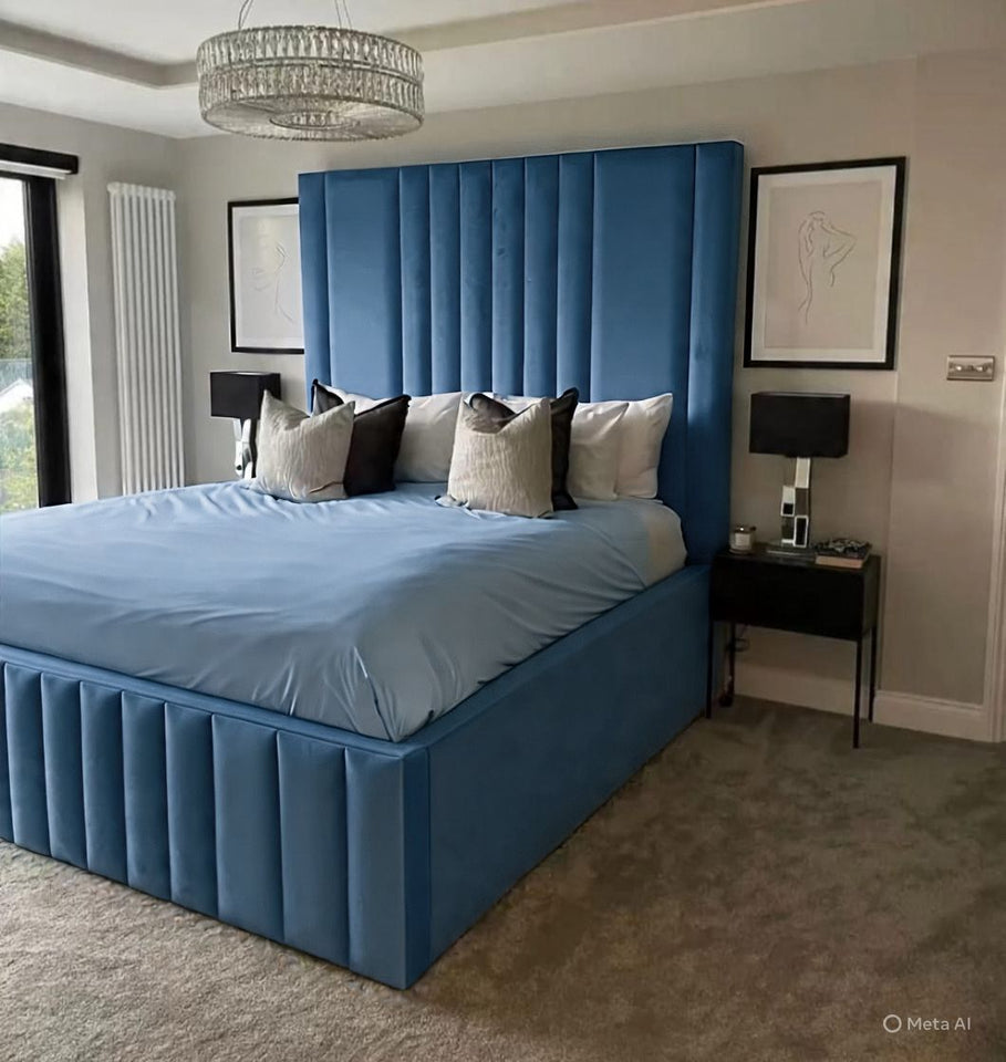 Level Lines Bed | Modern Plush Velvet Bed with 54” Headboard