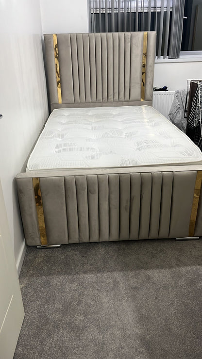 Strip Line Bed with Footboard full view - Eagle Bed UK