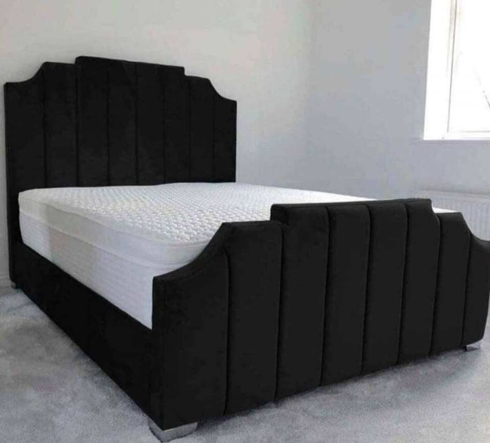 Finger Panel Upholstered Bed side view handmade UK - Eagle Bed