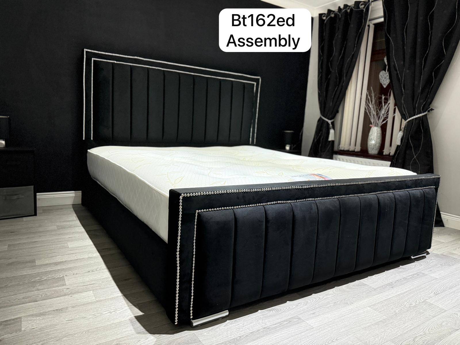Mayfair Stud Upholstered Bed side view handmade UK - Eagle Bed