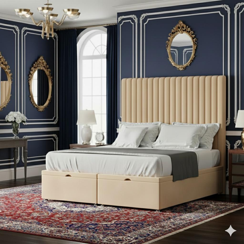 Multi Mini Line Divan Upholstered Bed room view UK - Eagle Bed