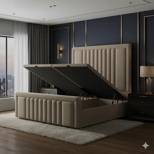 Line Bumper Ottoman Divan Bed gas lift storage UK - Eagle Bed