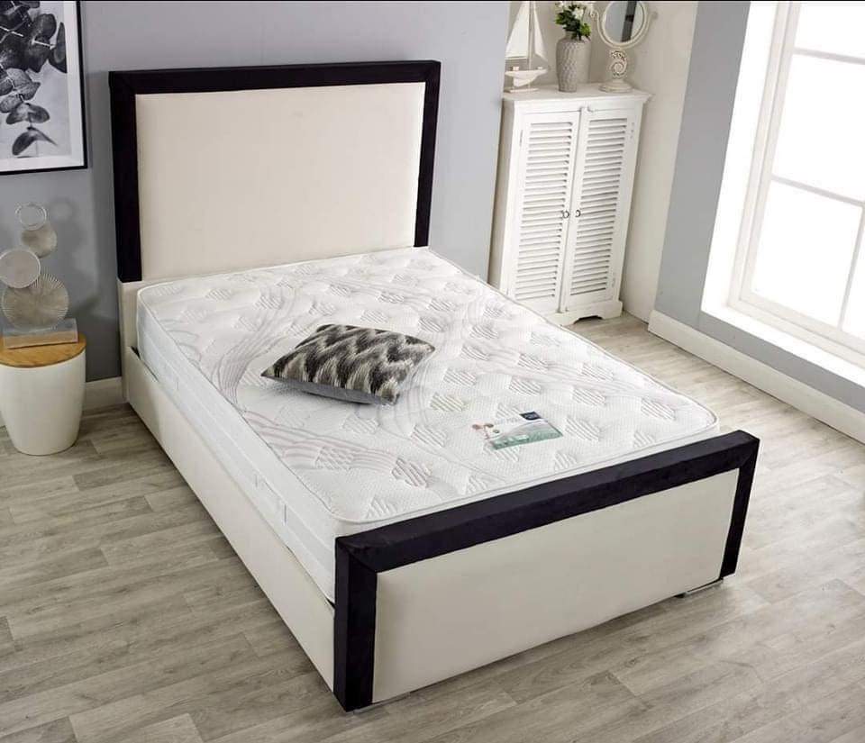 Black Bumper Upholstered Bed side view handmade UK - Eagle Bed