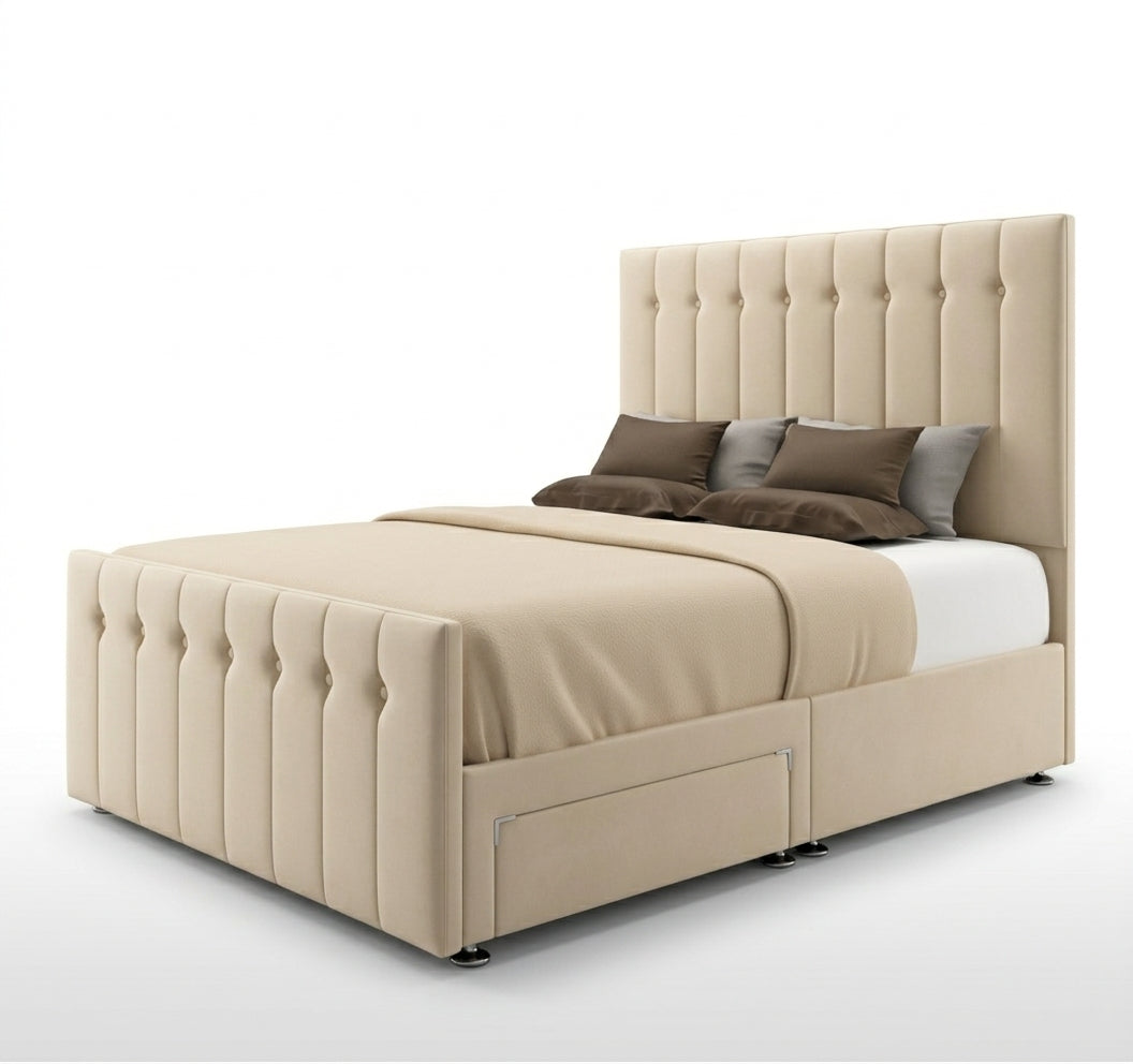 Centre Point Line Bed handmade upholstered bed frame, front view