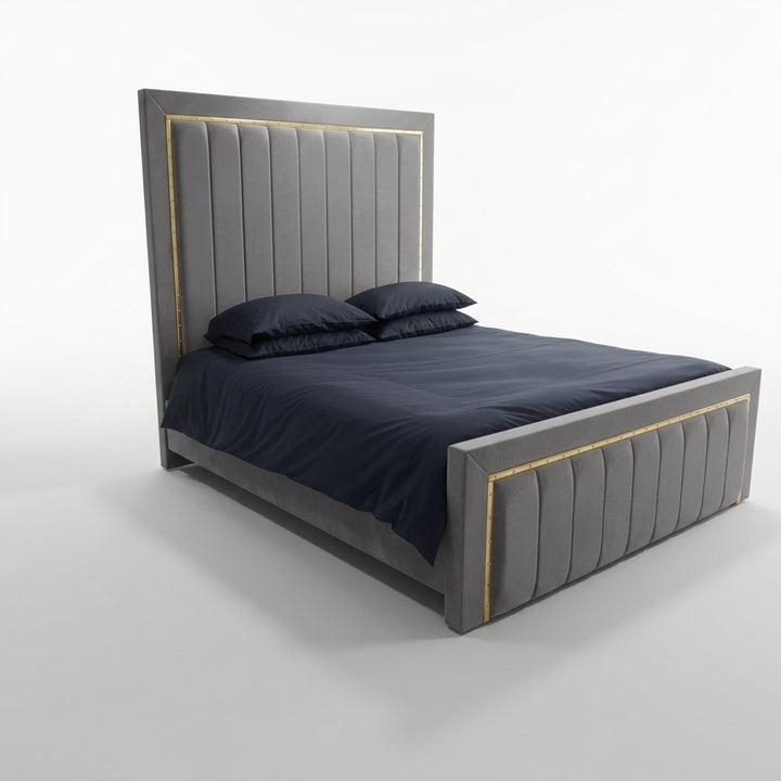 Gold Silver Strip Bed – Upholstered Bed Frame