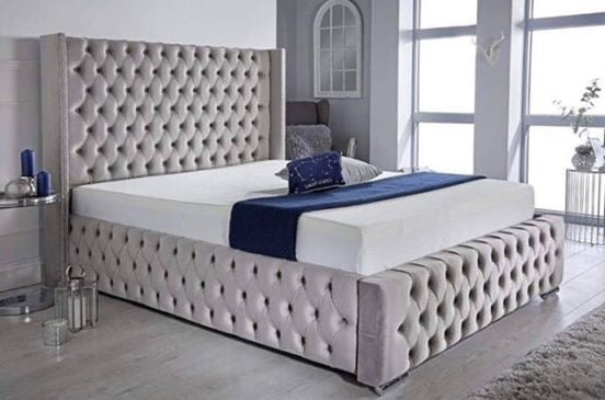 Romeo Wingback Upholstered Bed full view UK - Eagle Bed