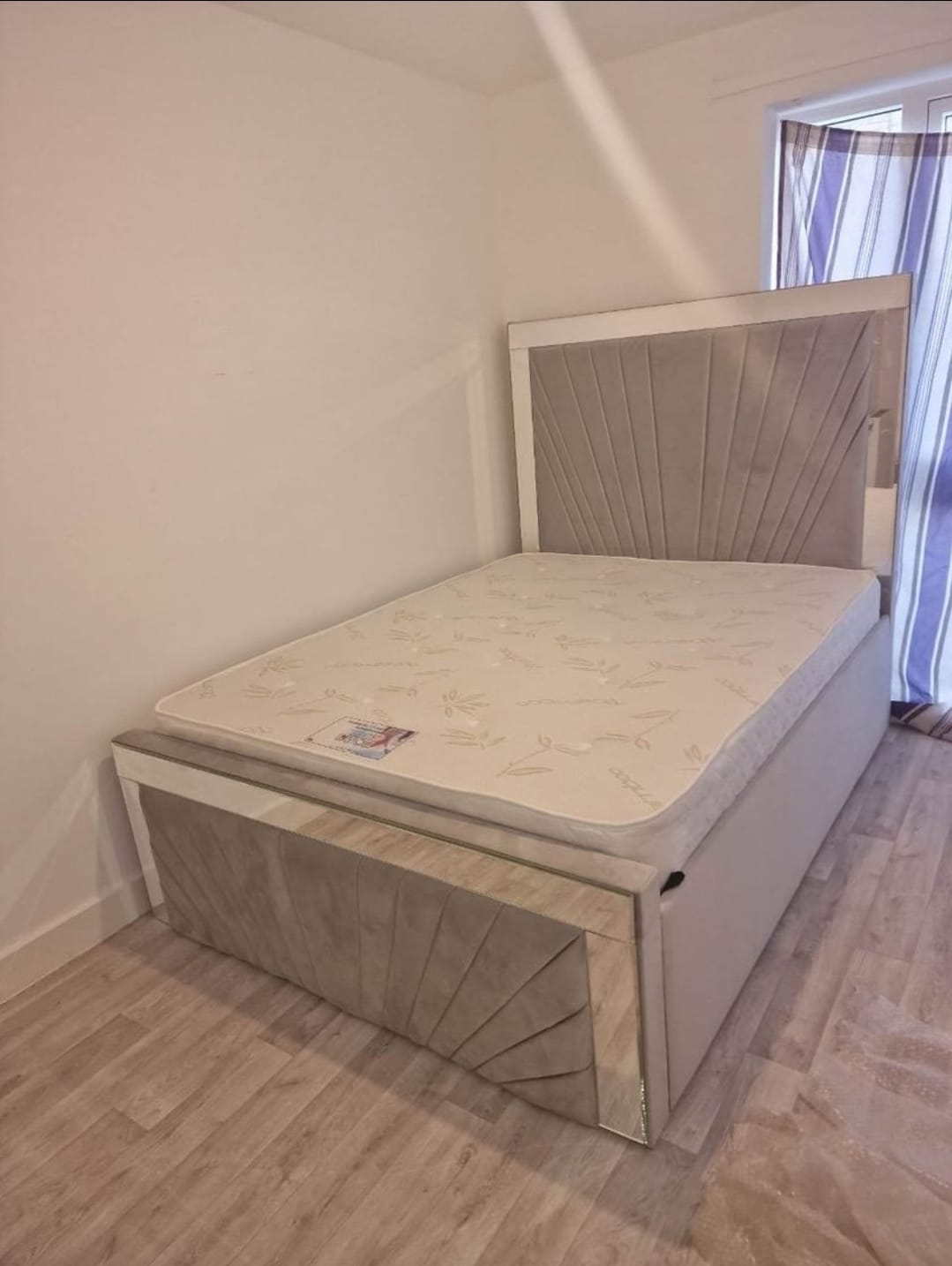 Mirror Luxury Upholstered Bed full view UK - Eagle Bed