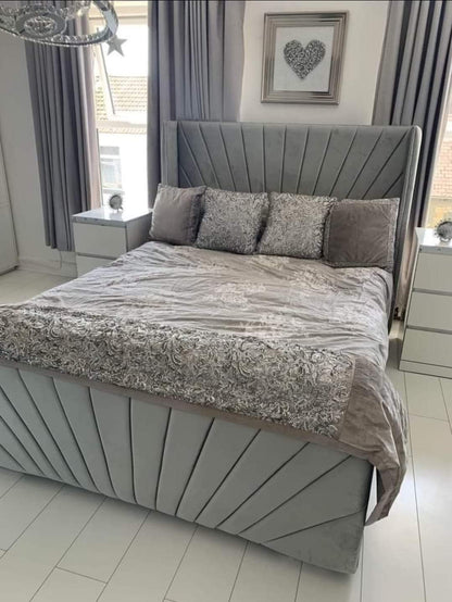 Mayfair V X Wing Velvet Bed room view - Eagle Bed UK